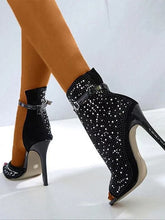 Glitter Rhinestone Cut-out High Heel